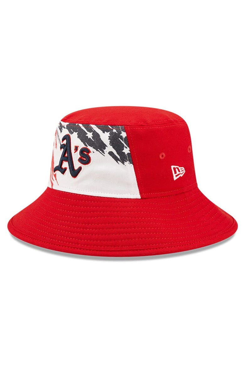 Men's New Era Red Oakland Athletics 2022 4th of July Bucket Hat, Main, color, Red
