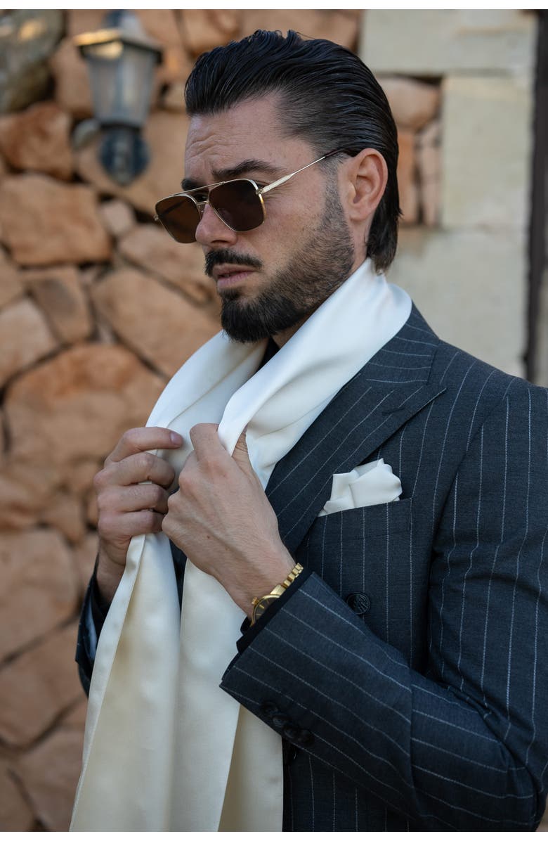 Elizabetta La Scala - Silk Opera Scarf for Men, Alternate, color, White