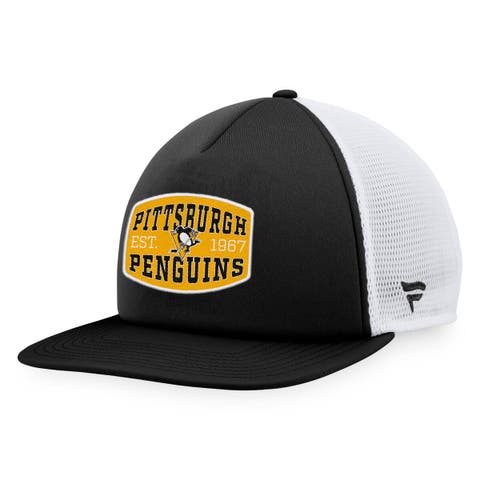 Men's Fanatics Branded Black/White Pittsburgh Penguins Foam Front Patch Trucker Snapback Hat