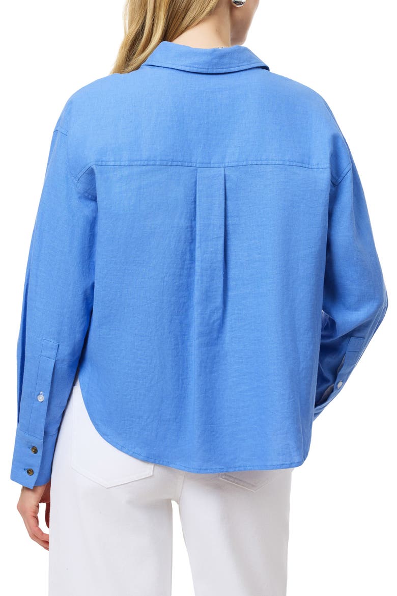 Linen Blend Crop Button-Up Shirt, Alternate, color, REGATTA