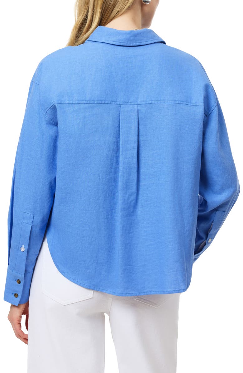 Scotch & Soda Linen Blend Crop Button-Up Shirt, Alternate, color,