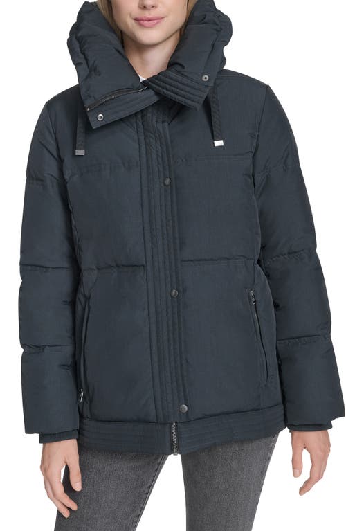 Cole Haan Signature Stand Collar Nylon Twill Insulated Jacket In Blue