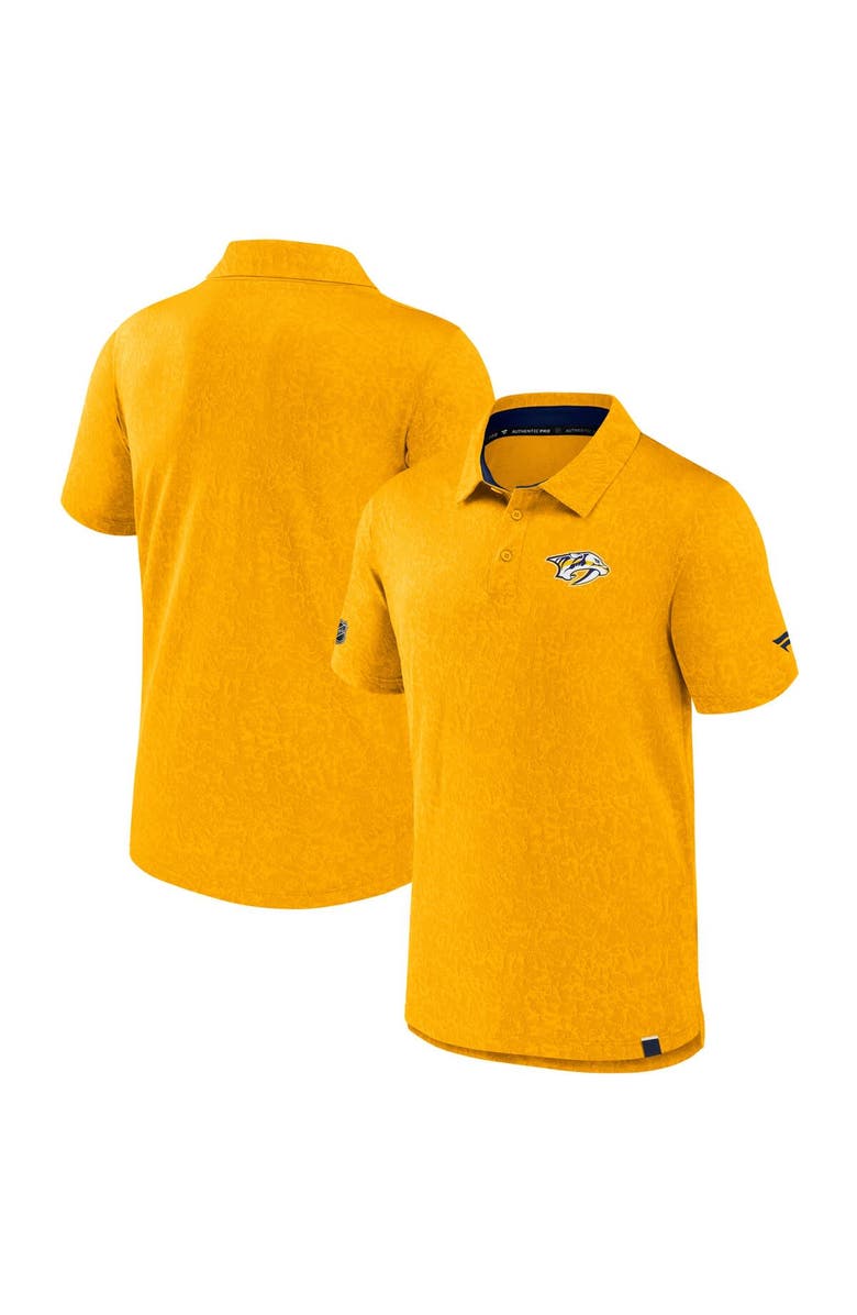 FANATICS Men's Fanatics  Gold Nashville Predators Authentic Pro Jacquard Polo, Alternate, color, Gold