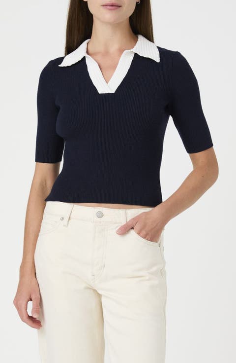 Polo Collar Ribbed Sweater