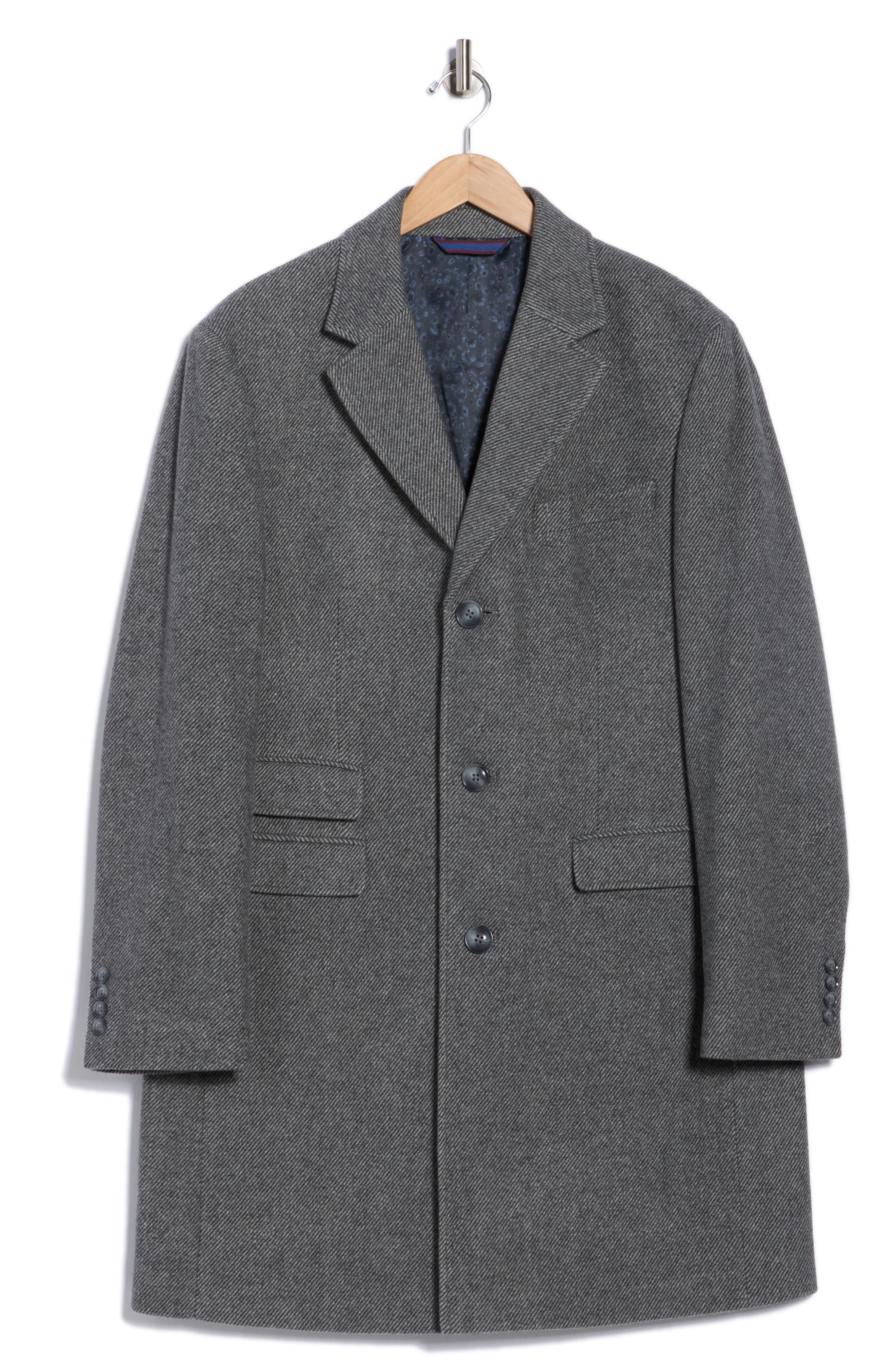 Notch Lapel Wool Blend Topcoat