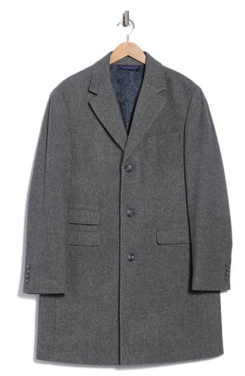 Ted By Ted Baker Notch Lapel Wool Blend Topcoat In Gray