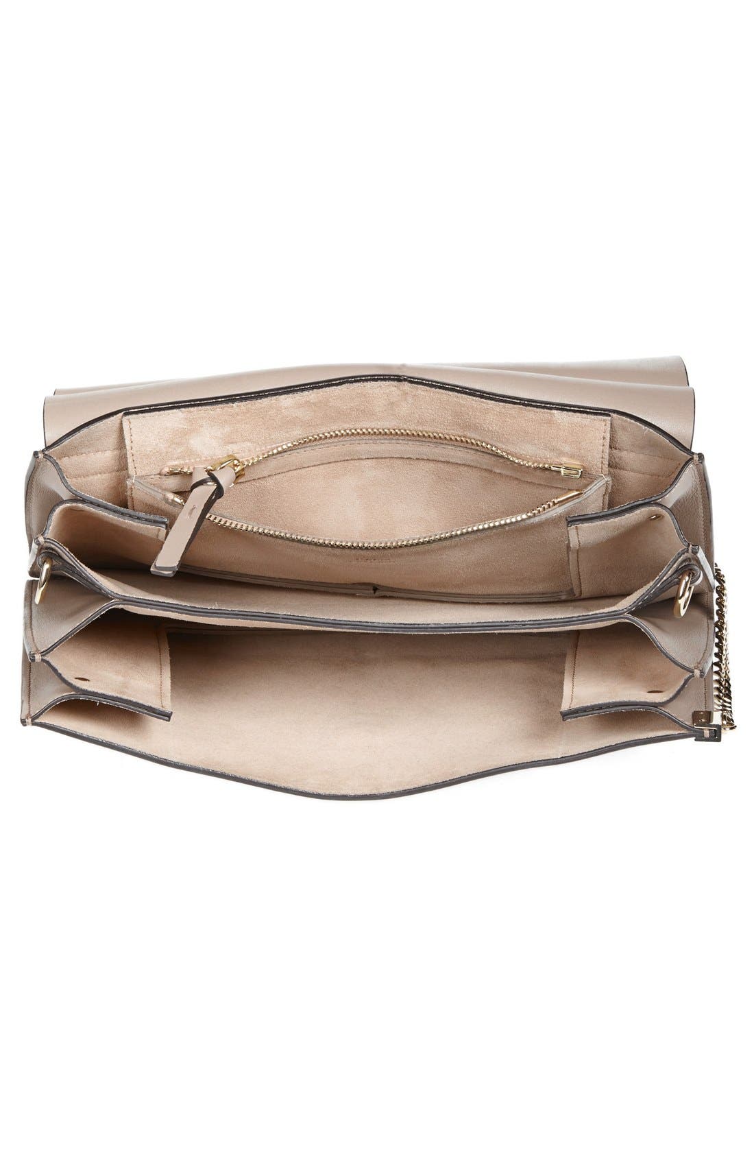 'Faye' Leather & Suede Shoulder Bag, Alternate, color, MOTTY GREY