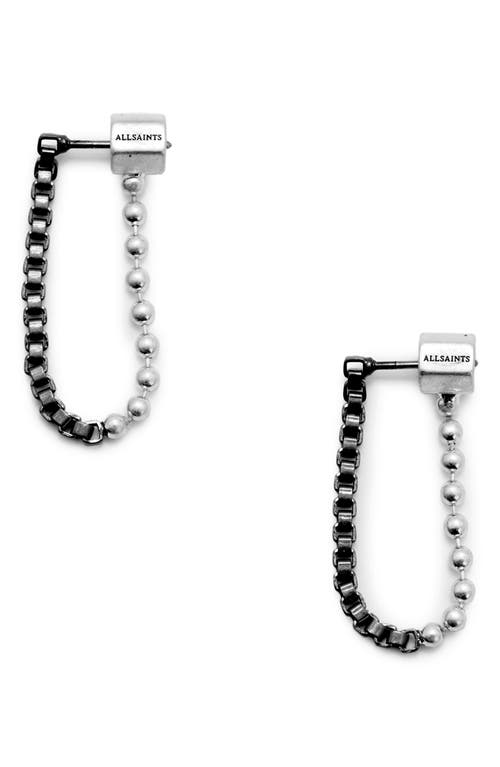 Allsaints Ball & Box Chain Front/back Earrings In Two Tone