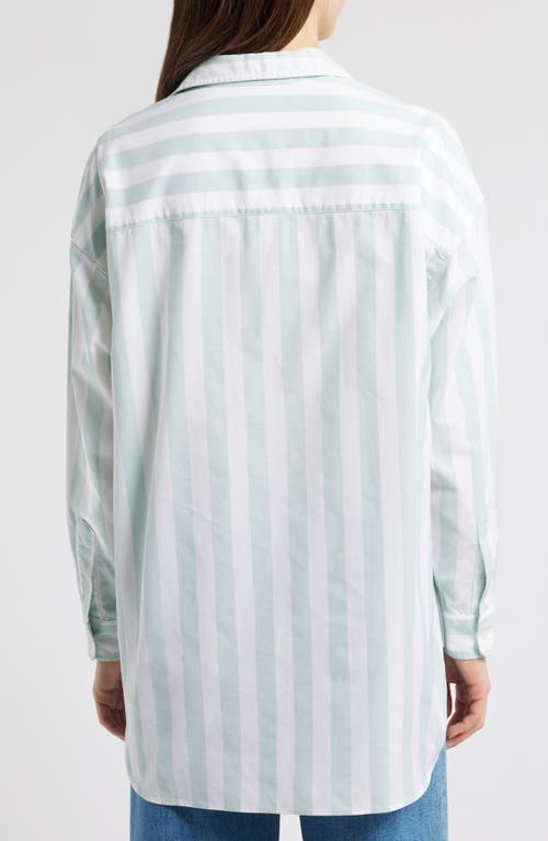 Frank & Eileen Shirley Stripe Oversize Button-up Shirt In Wide Sage Stripe