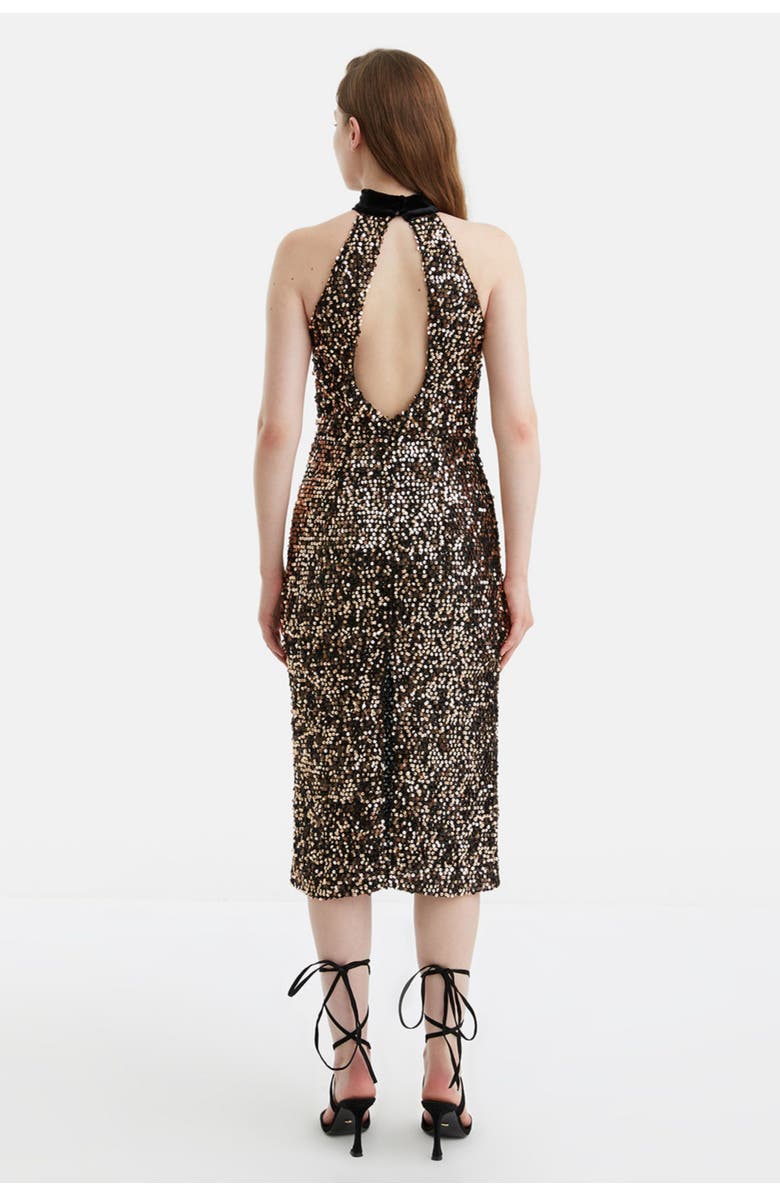 Nocturne Sequined Mock-Neck Midi Dress, Alternate, color, 