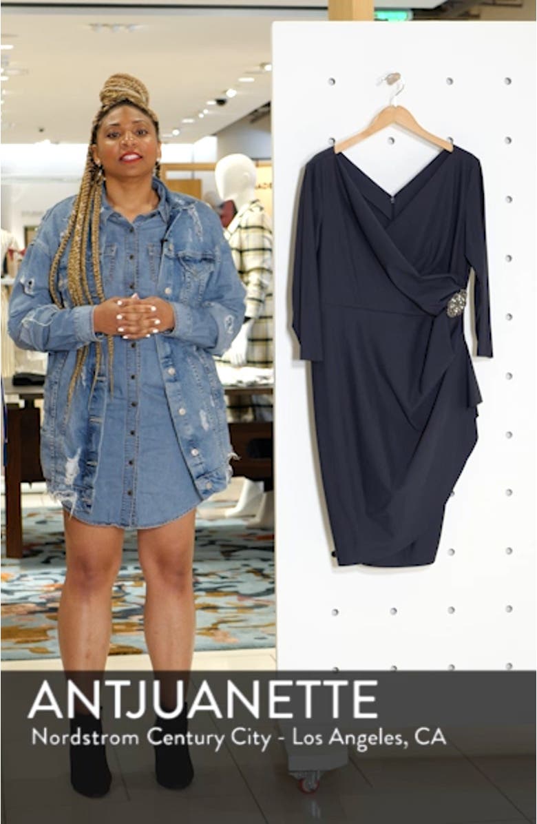 Contour Collection Embellished Ruched Sheath Cocktail Dress, sales video thumbnail