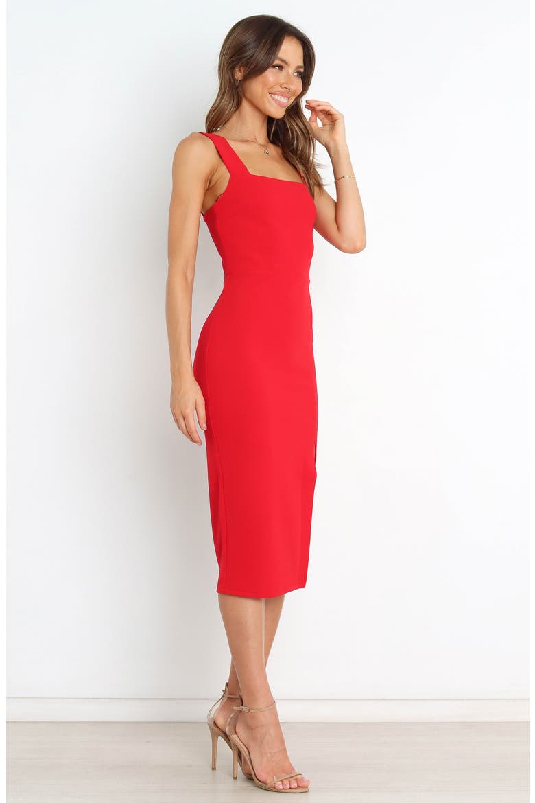 Hyatt Square Neck Sleeveless Midi Dress, Alternate, color, RED