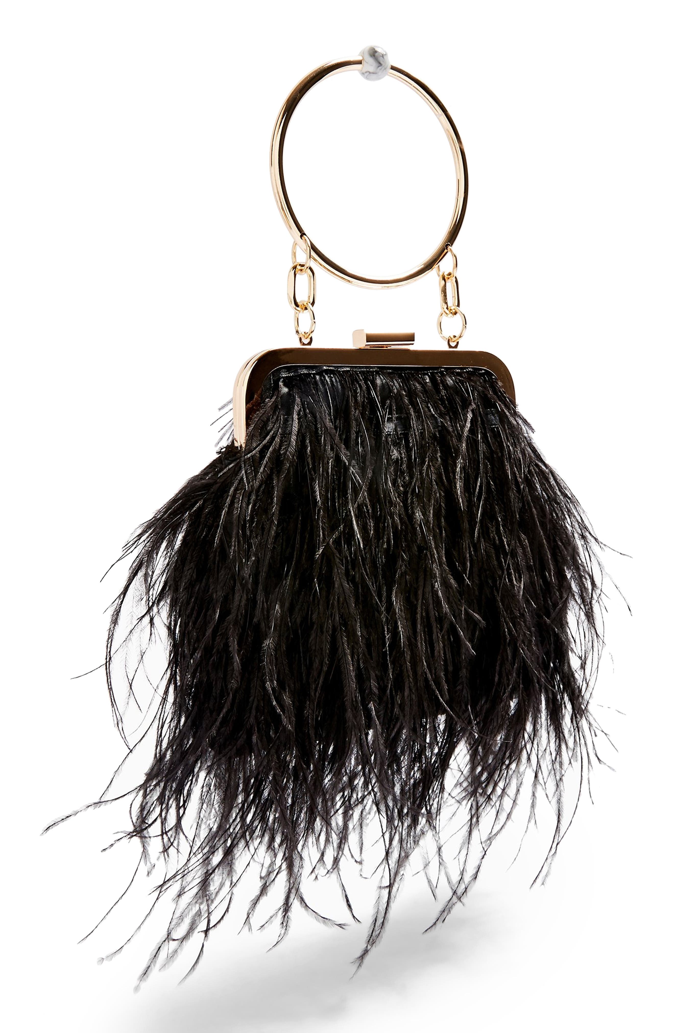 Topshop Frosty Feather Handbag, Alternate, color, 