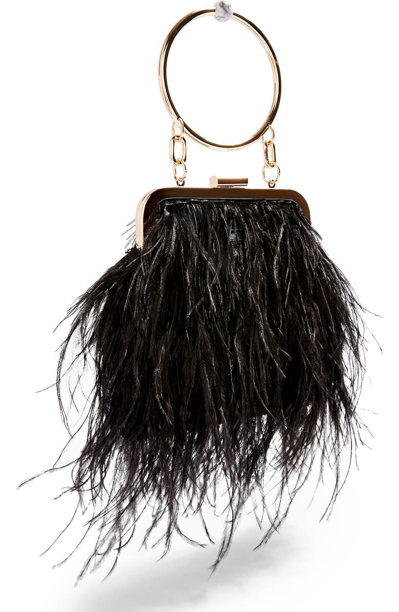 Topshop Frosty Feather Handbag, Alternate, color,