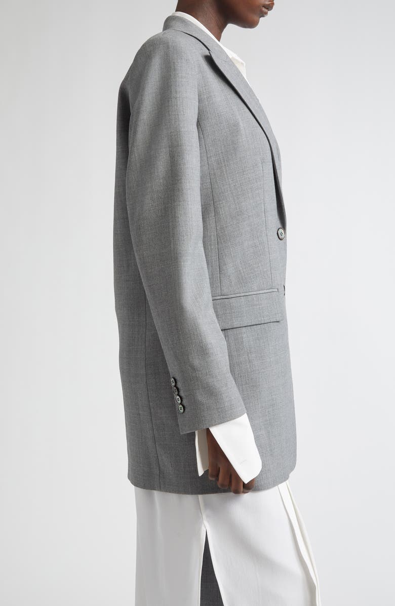 Michael Kors Collection Stretch Virgin Wool Boyfriend Blazer, Alternate, color, Banker Melange