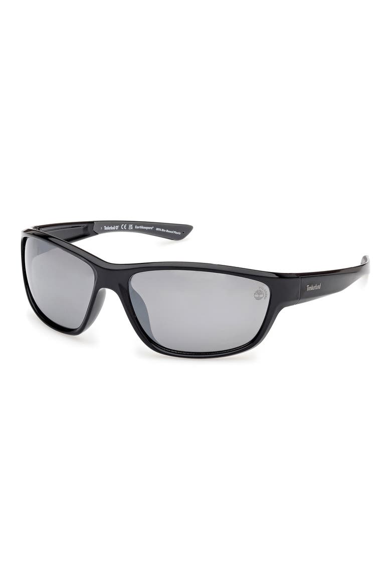 64mm Sunglasses, Alternate, color, SHINY BLACK / SMOKE POLARIZED