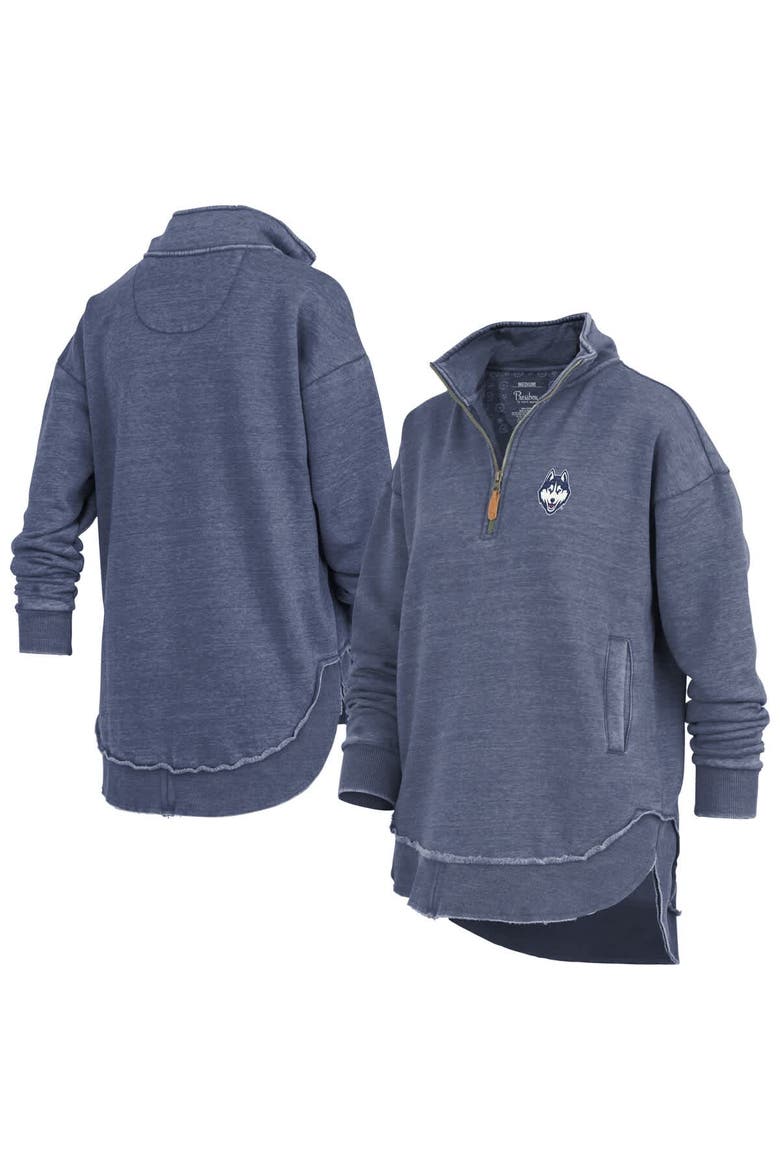 Women's Pressbox Navy UConn Huskies Northfork Sojourn Poncho Quarter-Zip Sweatshirt, Main, color, Navy