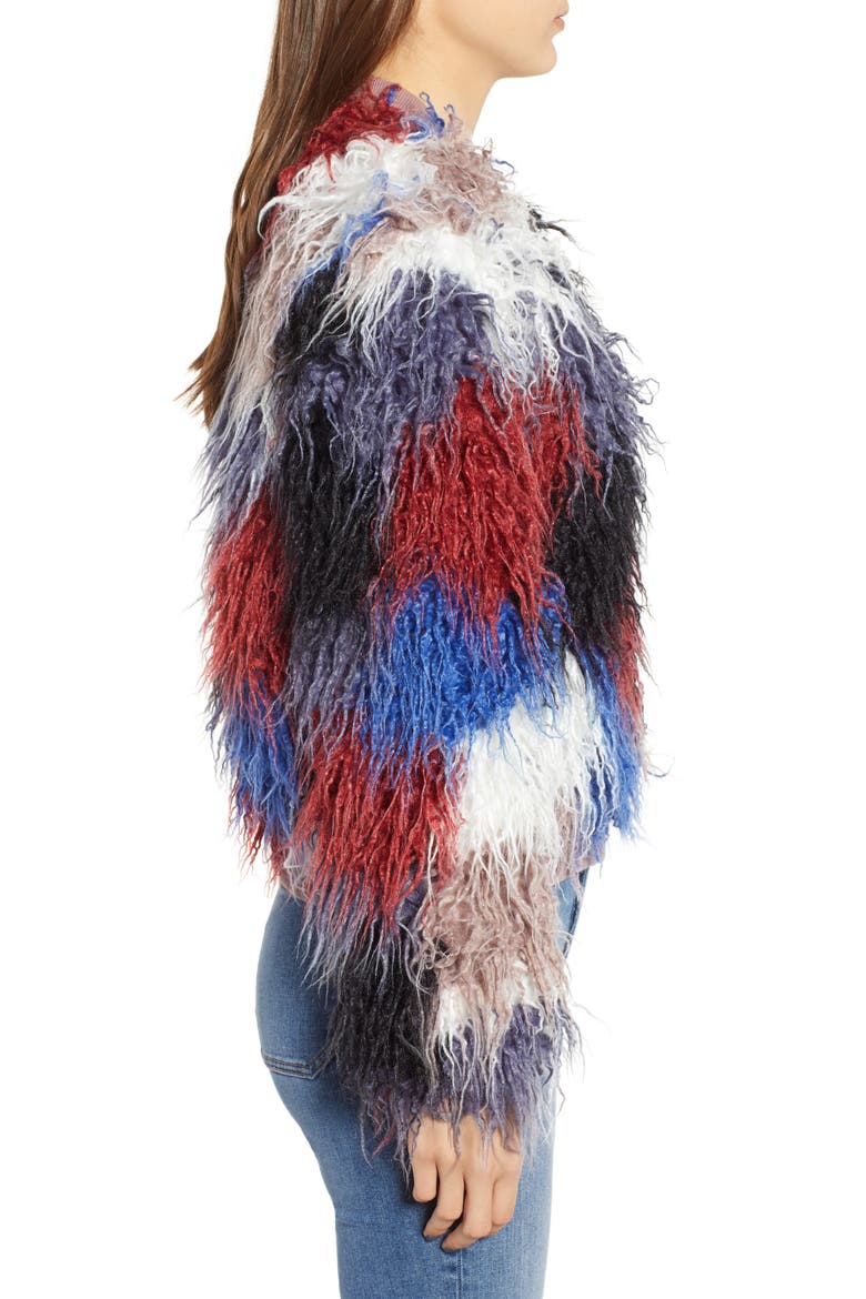 Shaggy Faux Fur Jacket, Alternate, color, BLUE MULTI