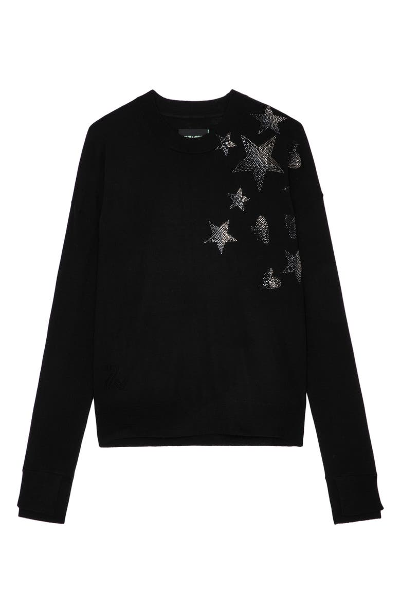 Zadig & Voltaire Gaby We Strass Embellished Merino Wool Sweater, Alternate, color,