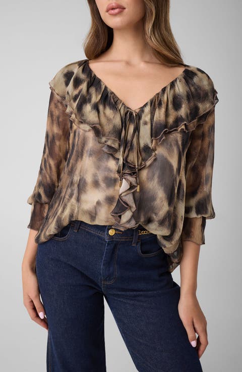 Fatima Printed Ruffle Top