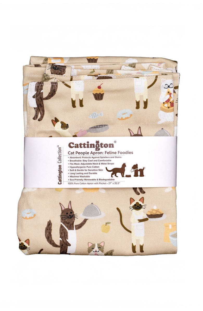 Cattington Kitchen Apron for Cat Lovers, Alternate, color, Feline Foodies, Cooking Cats