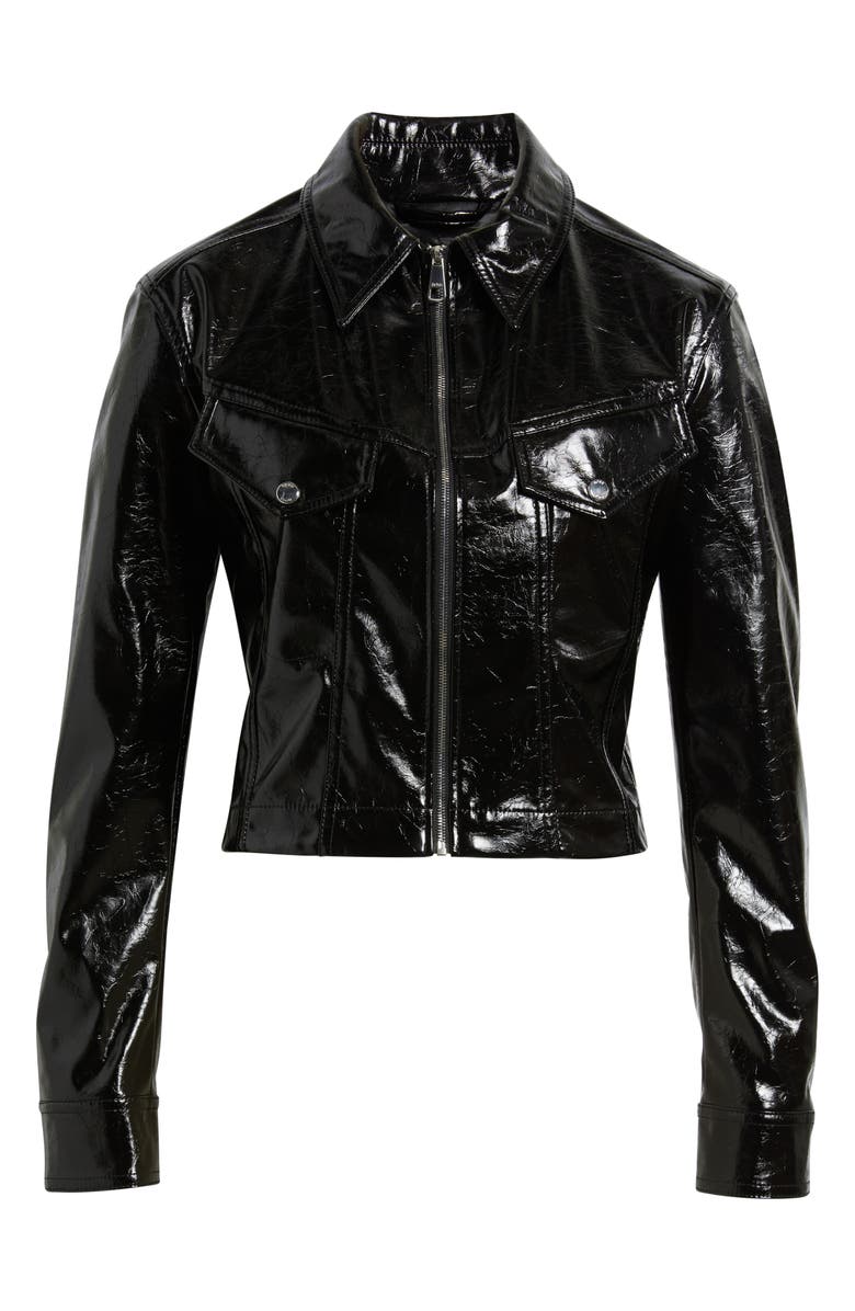 BOSS Orange Jasita Leather Jacket, Alternate, color, Blk