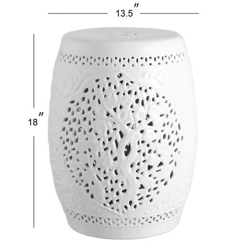 Jonathan Y Tree Of Life 18" Ceramic Garden Stool In White