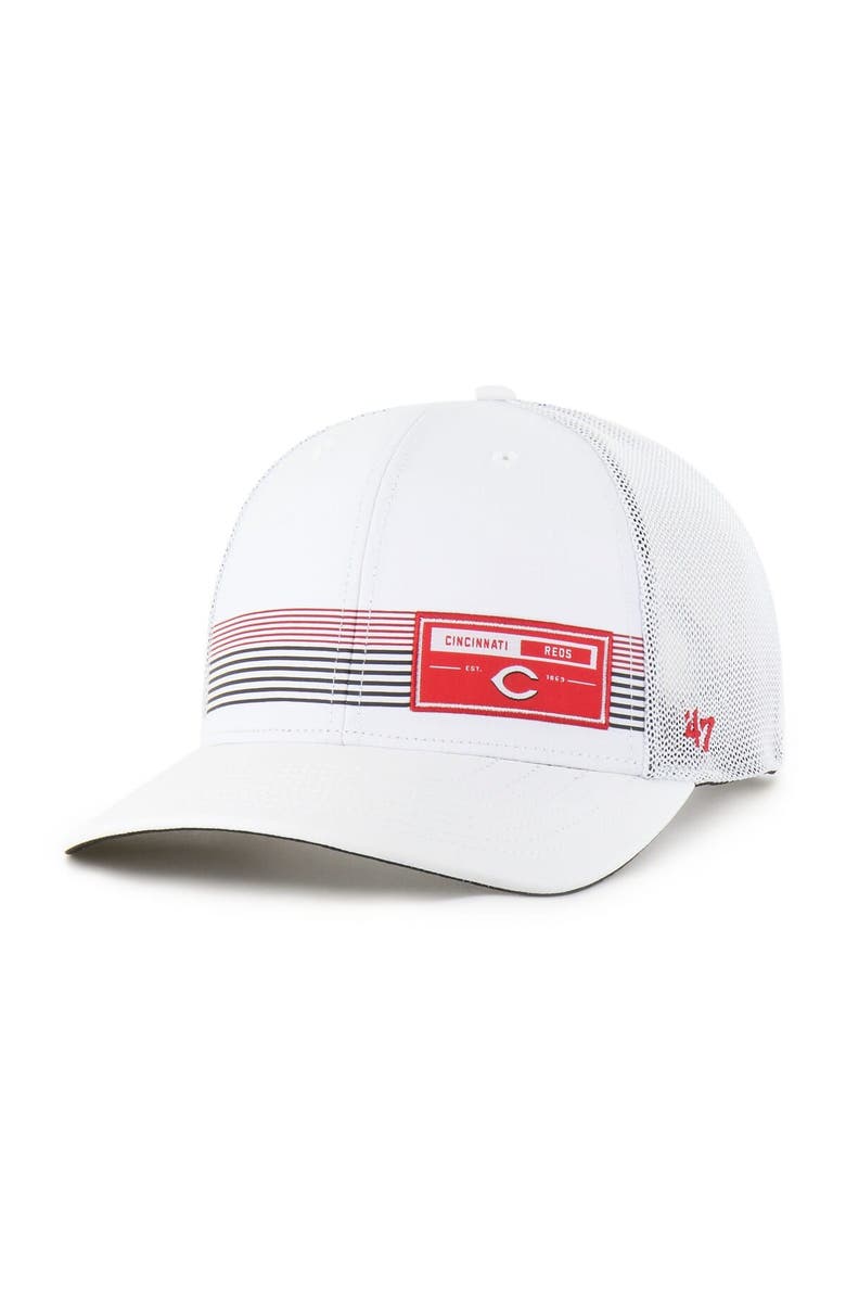 '47 Men's '47  White Cincinnati Reds Rangefinder brrr Trucker Adjustable Hat, Main, color, White