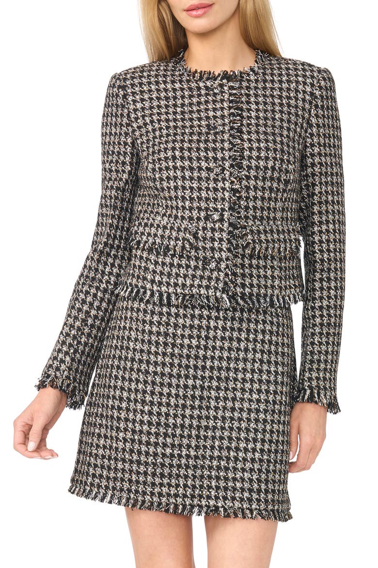 Flecked Tweed Lady Jacket, Main, color, RICH BLACK