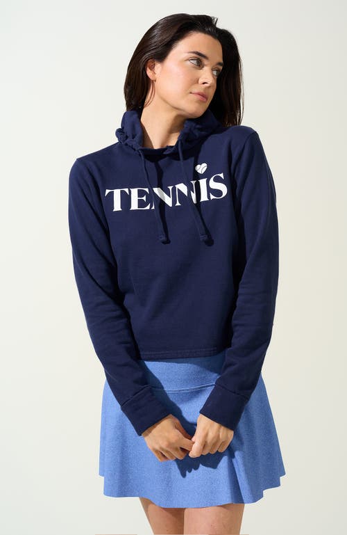 Bobbe Active Courtside Cropped Fleece Hoodie In Blue