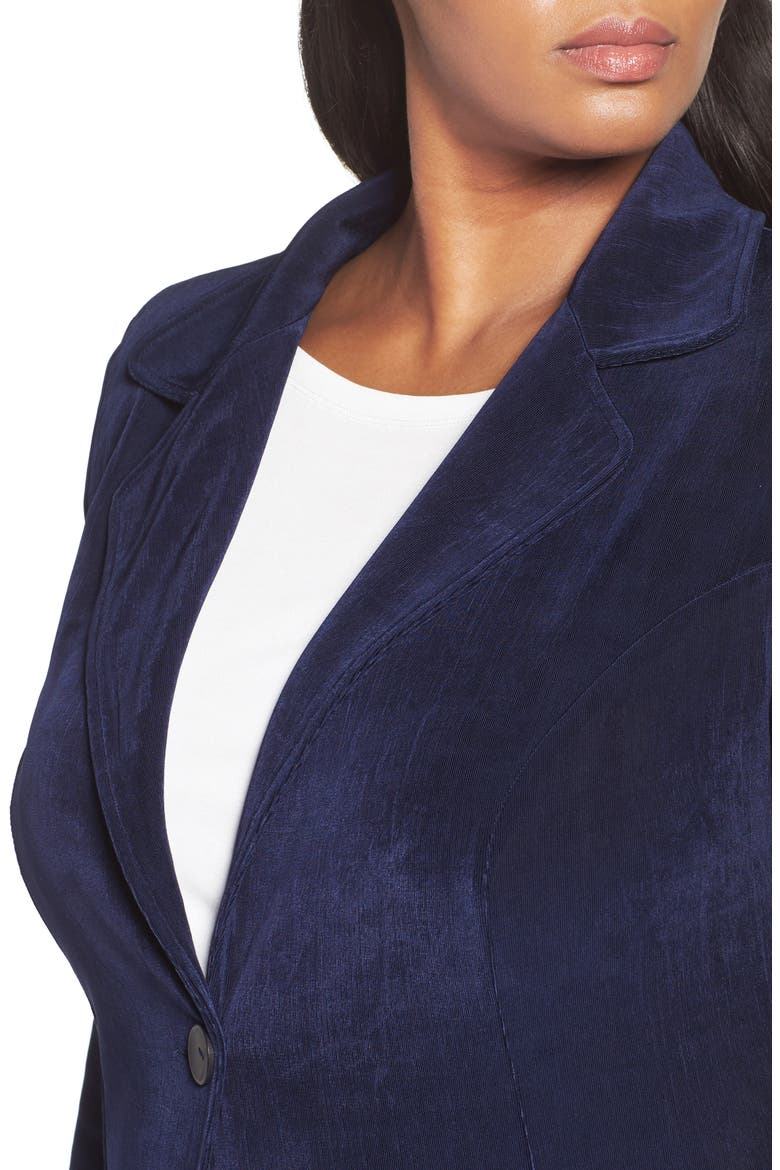 One-Button Stretch Knit Blazer, Alternate, color, NAVY