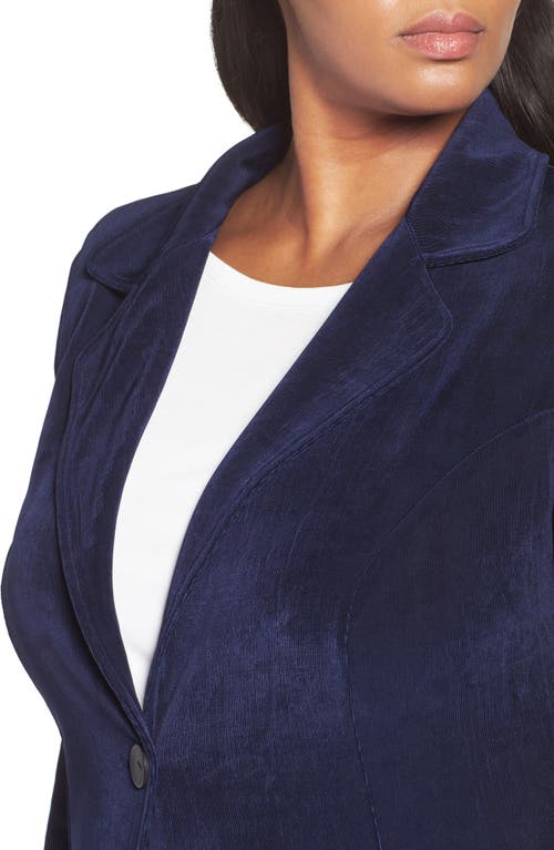 Vikki Vi One-button Stretch Knit Blazer In Navy