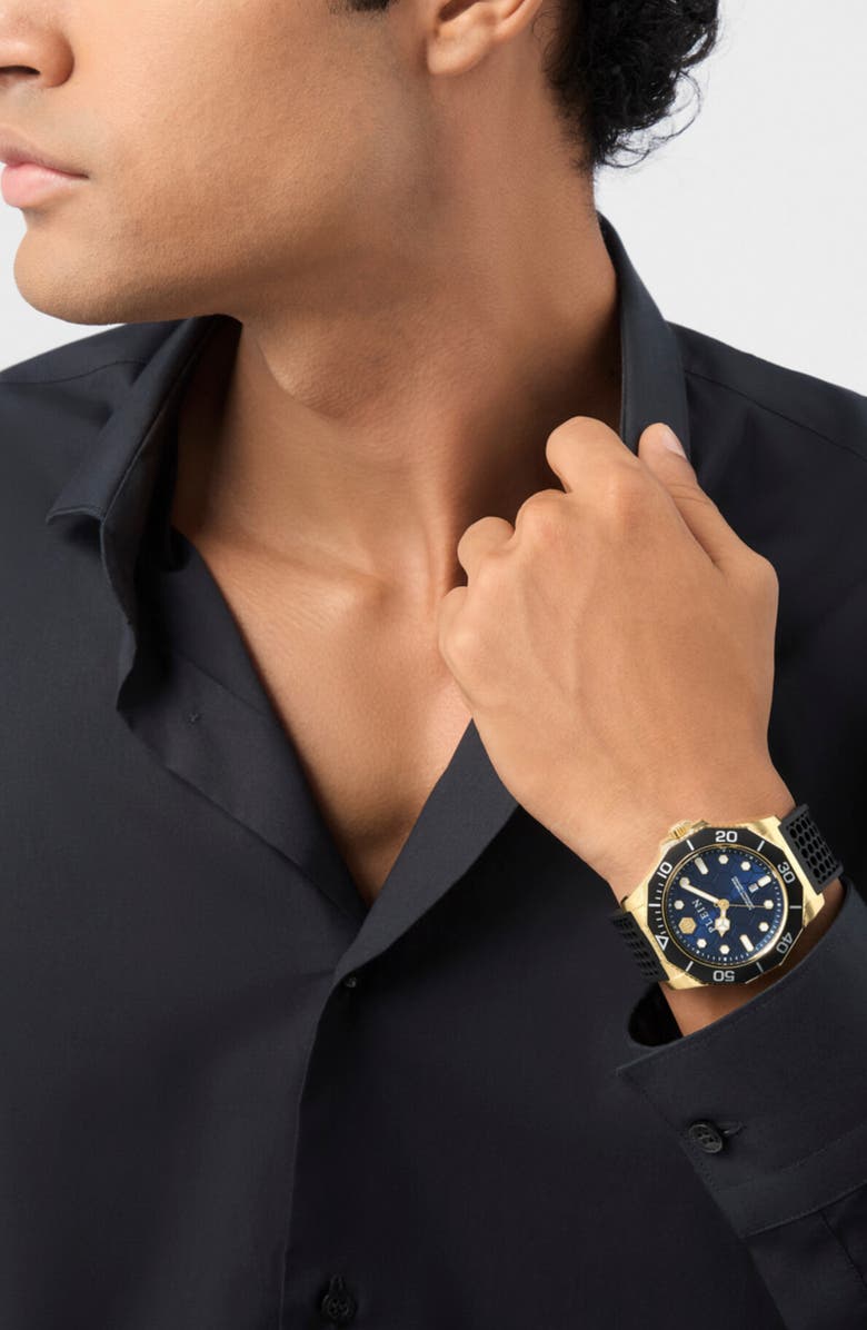 PHILIPP PLEIN Aquastorm Silicone Strap Watch, 44mm, Alternate, color, Blue Aquastorm