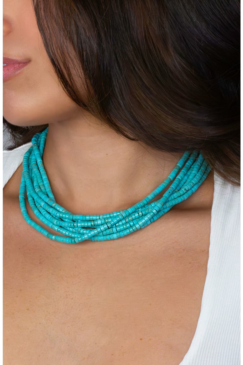 Turquoise Bead Multistrand Necklace, Alternate, color, GOLD PLATED TURQUOISE