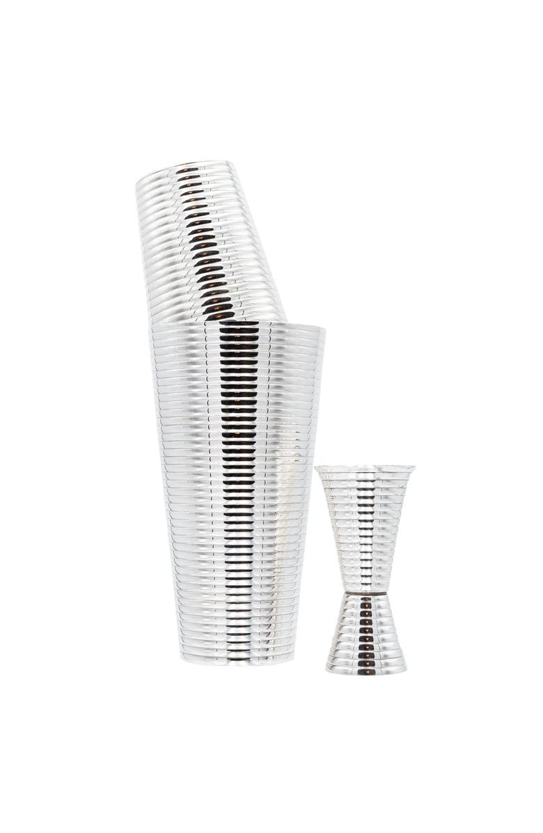 Prince of Scots Fluted Silver 3-Piece Cocktail Shaker Set, Main, color, Silver