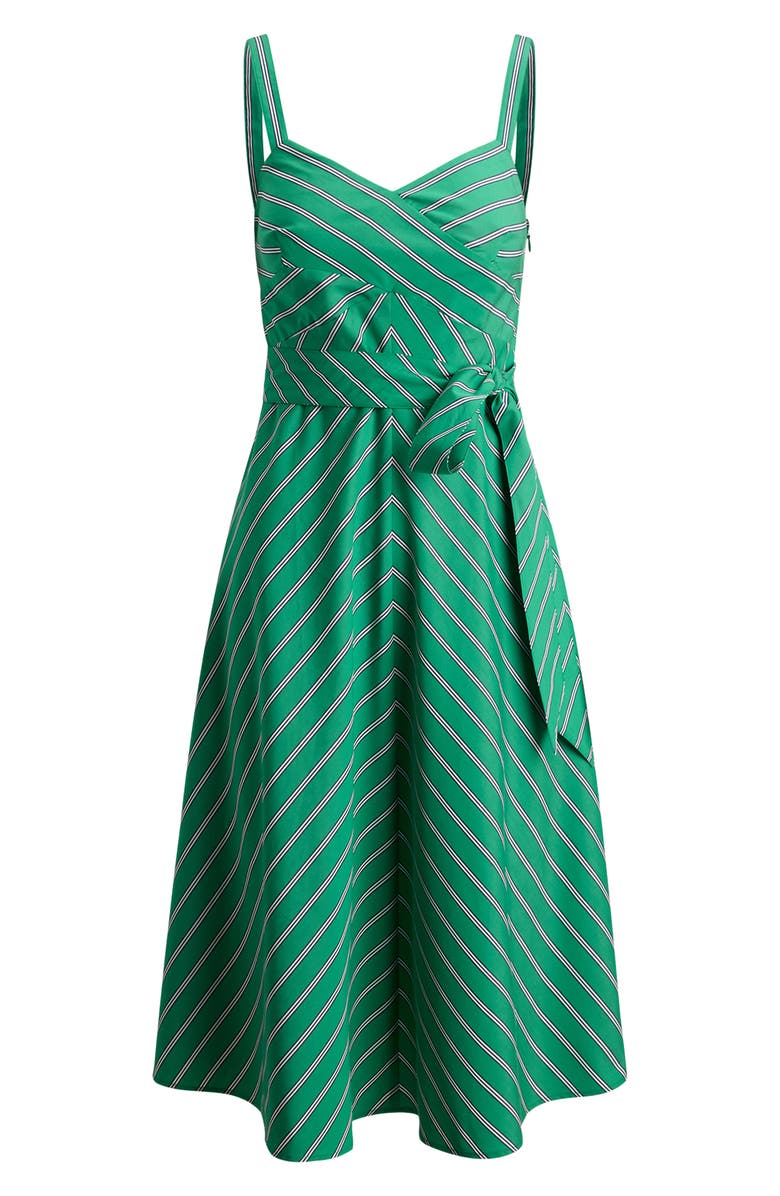 Lauren Ralph Lauren Stripe Cotton Broadcloth Dress, Alternate, color, Green/ White