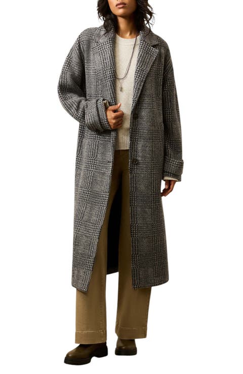 Atlantic Plaid Wool Blend Coat