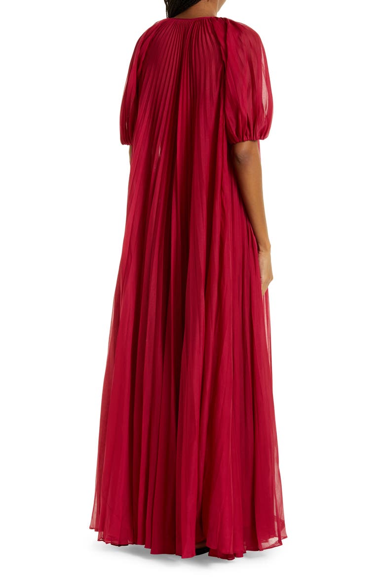 Sunburst Pleat Elbow Sleeve Maxi Dress, Alternate, color, HIBISCUS