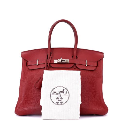 Pre-owned Hermes Hermes Birkin Handbag Red Clemence With Palladium Hardware 35 In Red