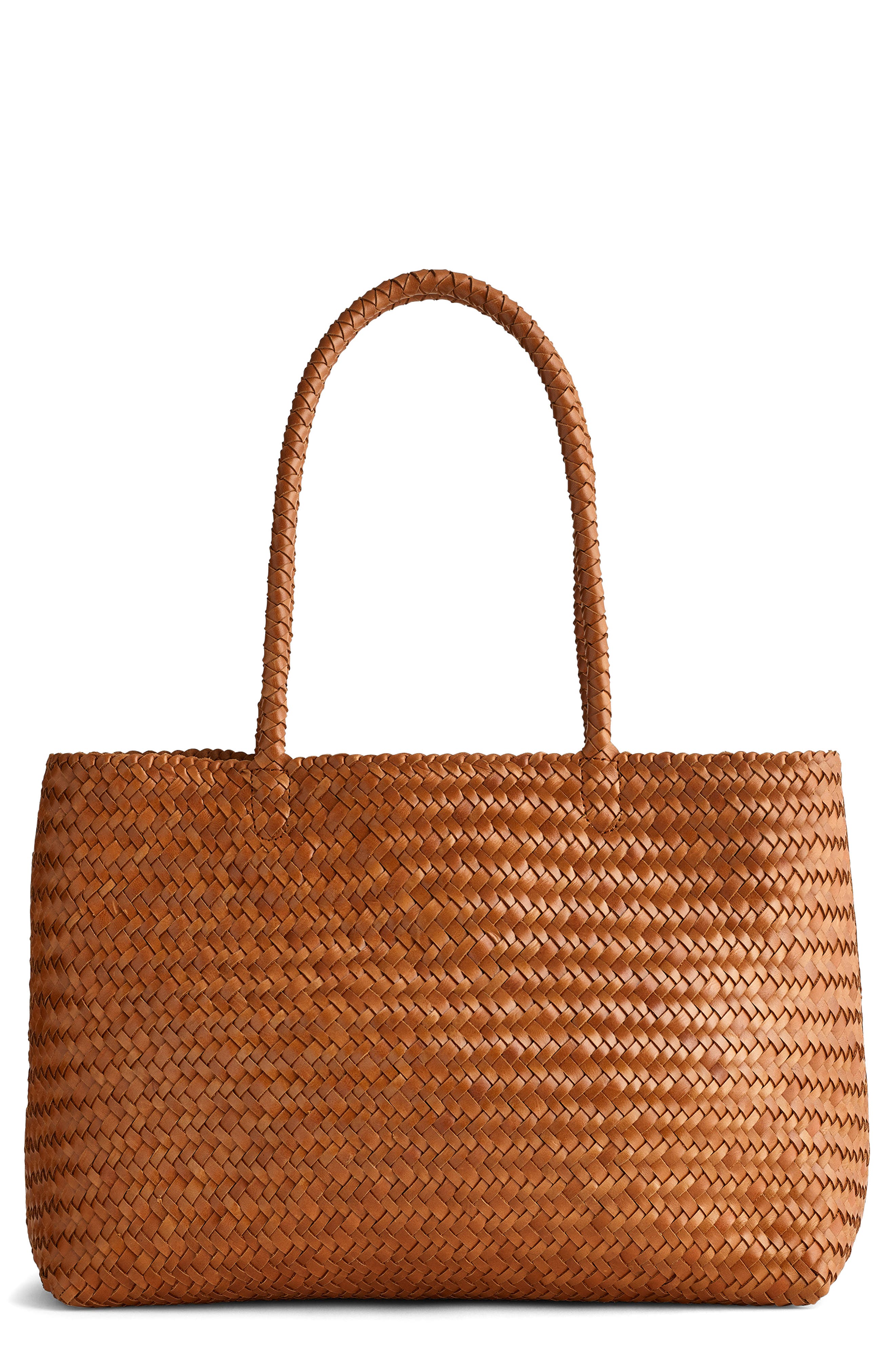 Madewell Handwoven Leather Tote, Main, color, Burnt Sienna