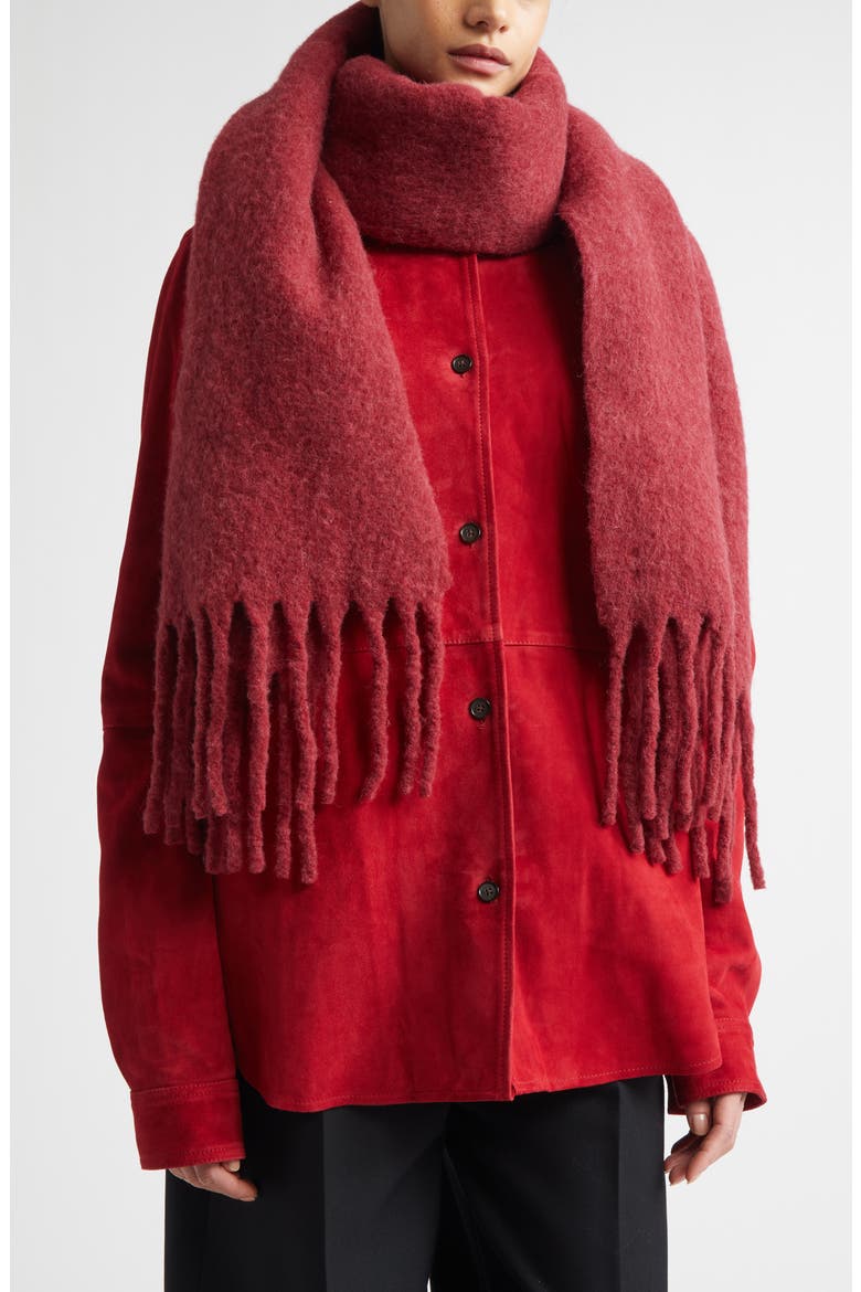 Fuzzy Alpaca Blend Scarf, Main, color, RED
