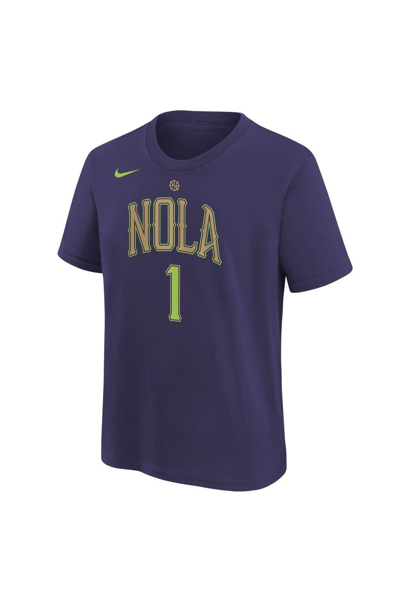 Youth Nike Zion Williamson Purple New Orleans Pelicans 2024/25 City Edition Name & Number T-Shirt, Alternate, color, Purple