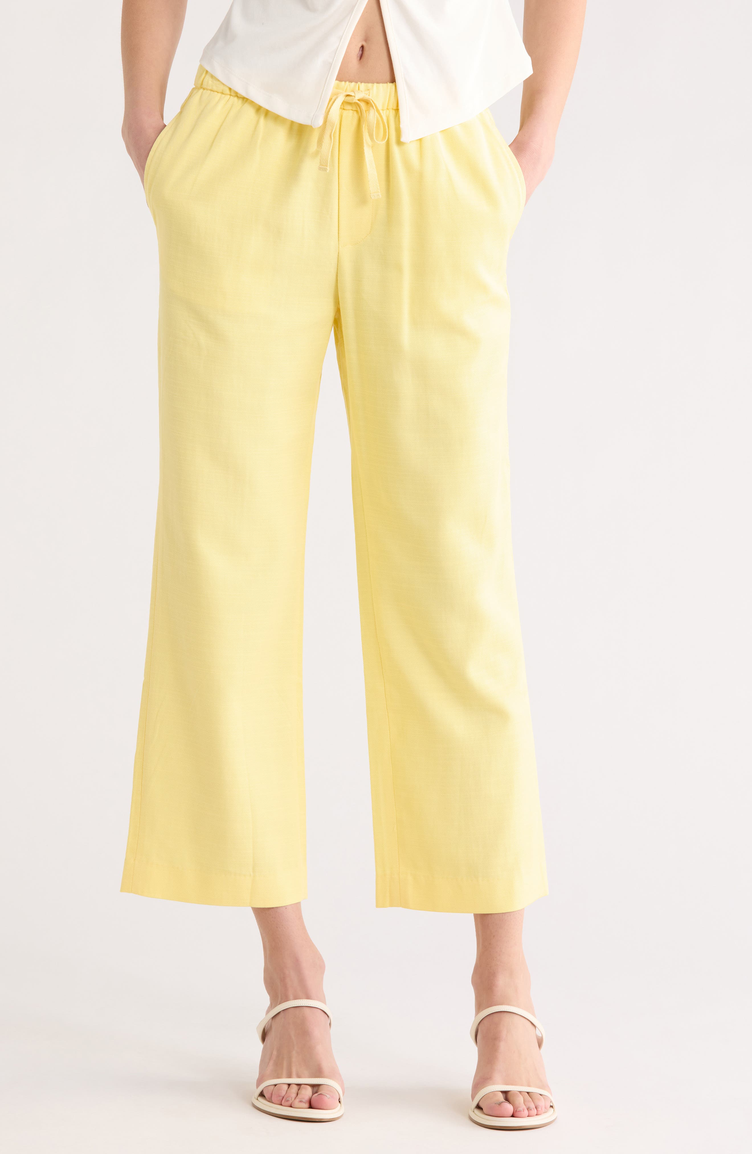 Crop Wide Leg Cotton Blend Pull-On Pants - image 5
