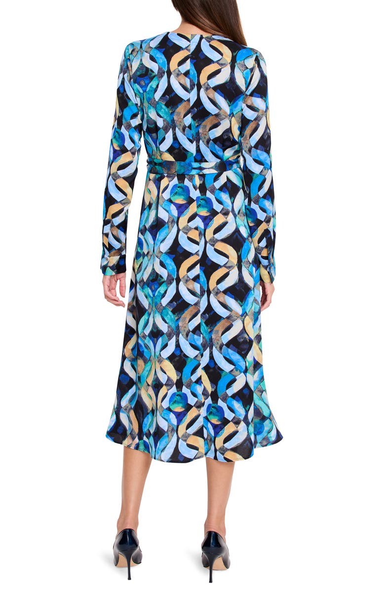 NIC+ZOE Wave Links Loren Long Sleeve Shirtdress, Alternate, color, Blue Multi