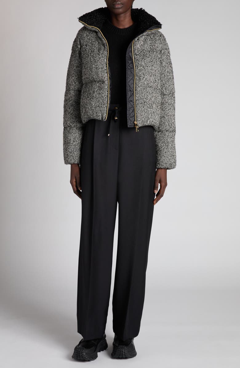 Moncler Brezesse Tweed Down Jacket, Alternate, color, Black Check