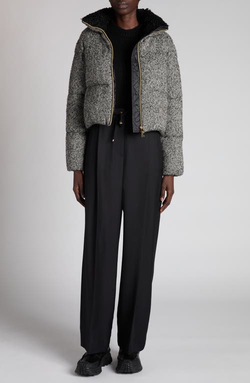 Moncler Brezesse Tweed Down Jacket In Black