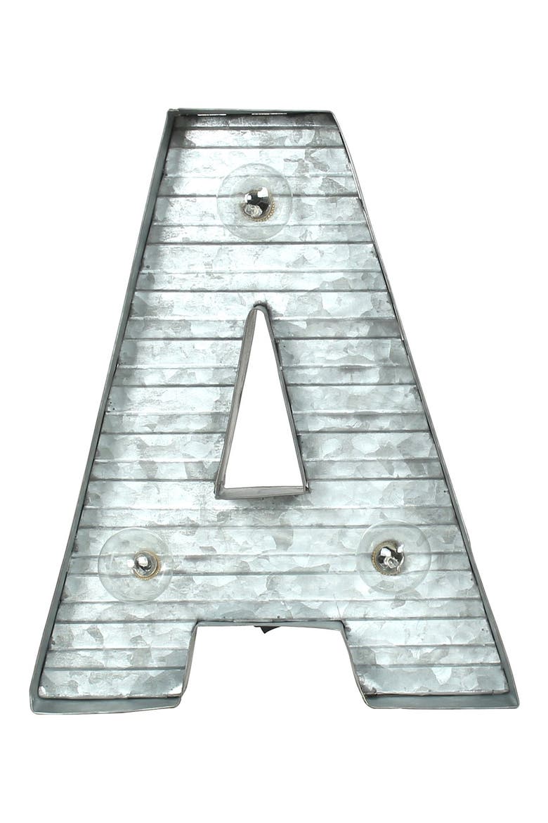 LED Metal Marquee Letter Light, Alternate, color, SILVER - A