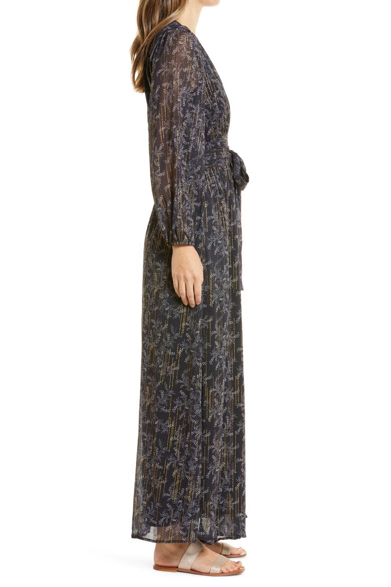 Long Sleeve Maxi Dress, Alternate, color, BLACK GOLD