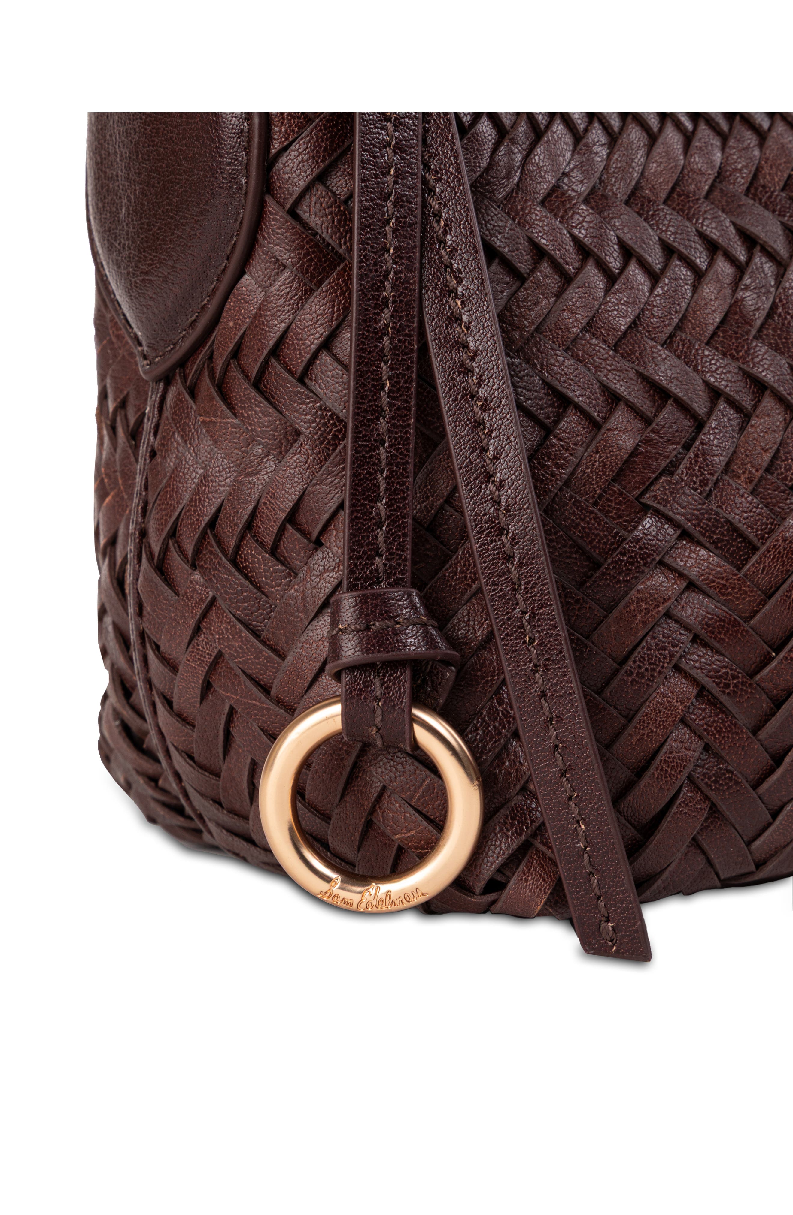 Sam Edelman Kasey Woven Leather Crossbody Bag, Alternate, color, Dark Brown