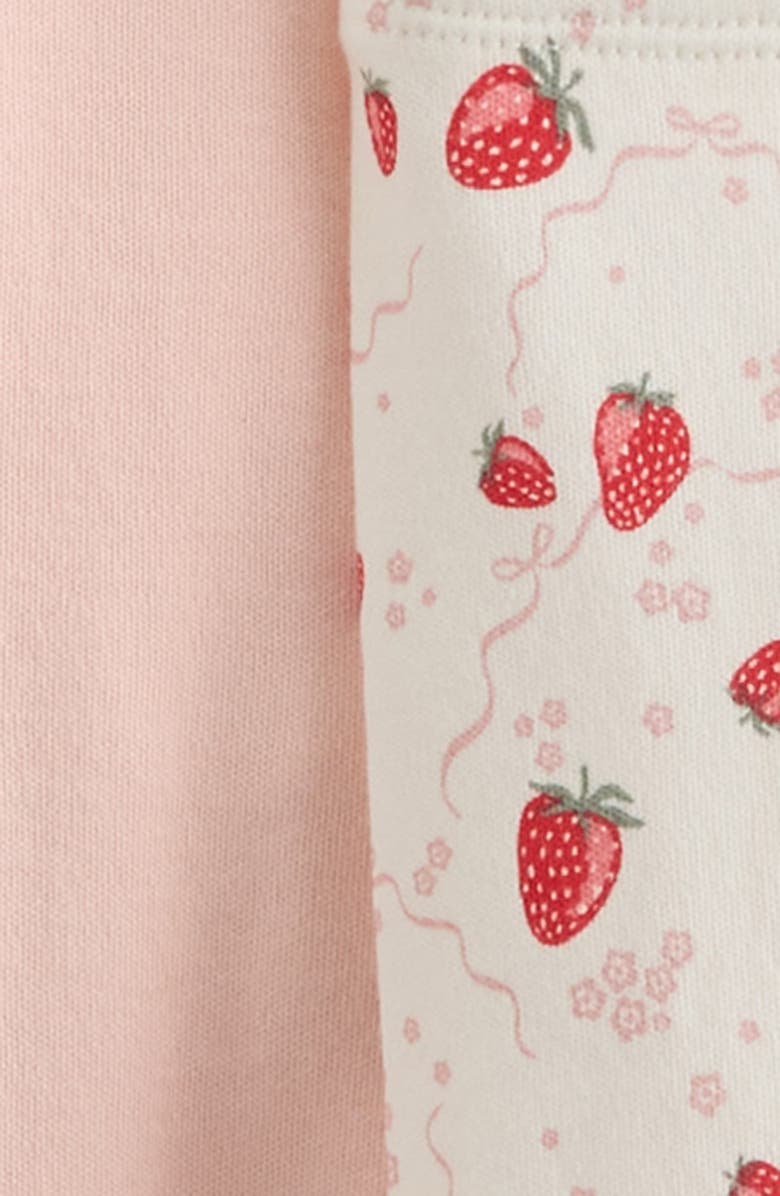 Nordstrom Assorted 2-Pack Cotton Leggings, Alternate, color, Ivory Strawberry-Pink Pack